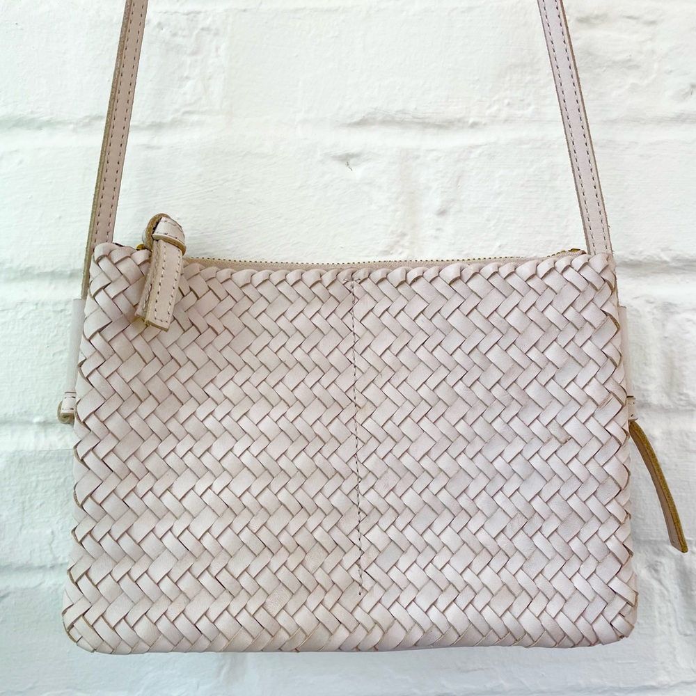 Madewell Woven Leather Crossbody Bag in White